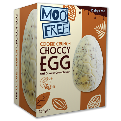 Easter: Dairy Free, Vegan White Chocolate Cookie Easter Egg &amp; Bar | Moo Free (135g)