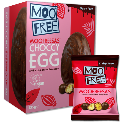 Easter: Dairy Free &amp; Vegan Moofreesas Easter Egg with Bag of Moofreesas (135g)